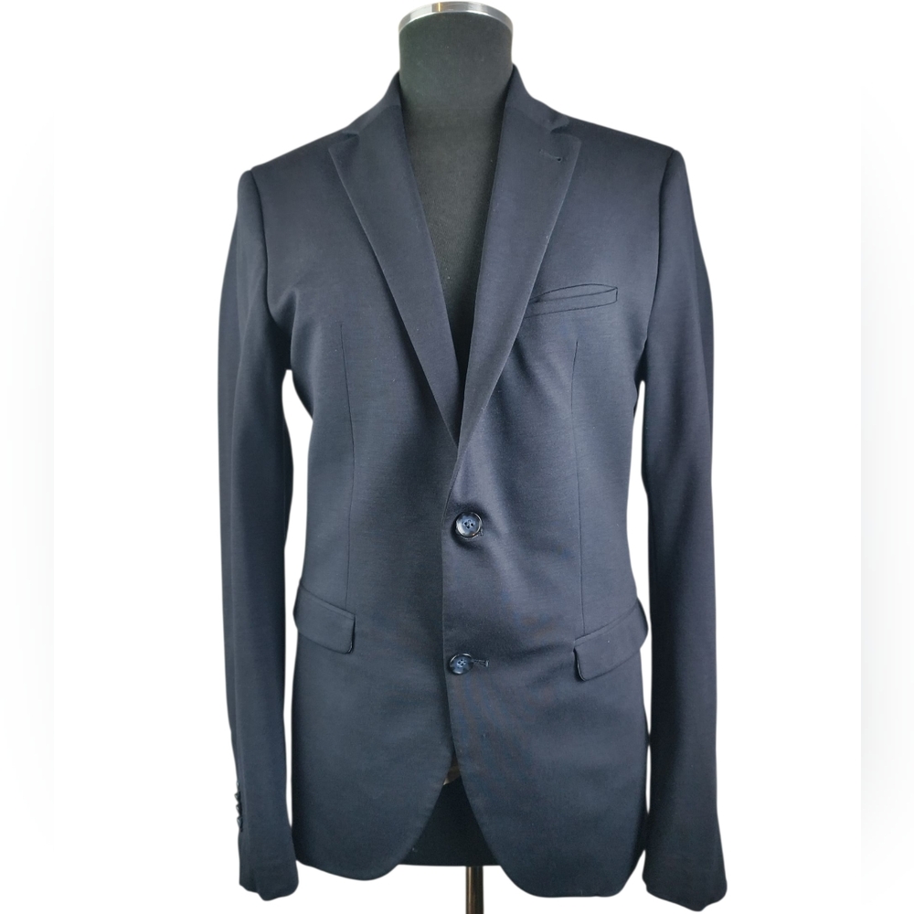 Tommy Hilfiger Navy Wool Blazer Slim Fit 38L 32W Classic Tailored Jacket